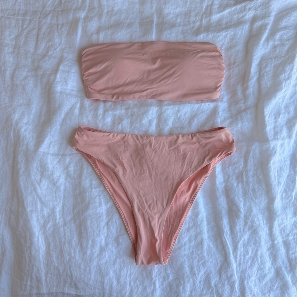 Salmon coral pink bandeau bikini set - size Small - Picture 5 of 8
